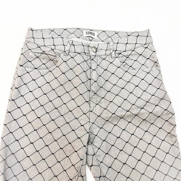 Sonia Rykiel Gray Chain Link Patterned Slim Leg Denim Jeans Size 38 - Picture 6 of 9